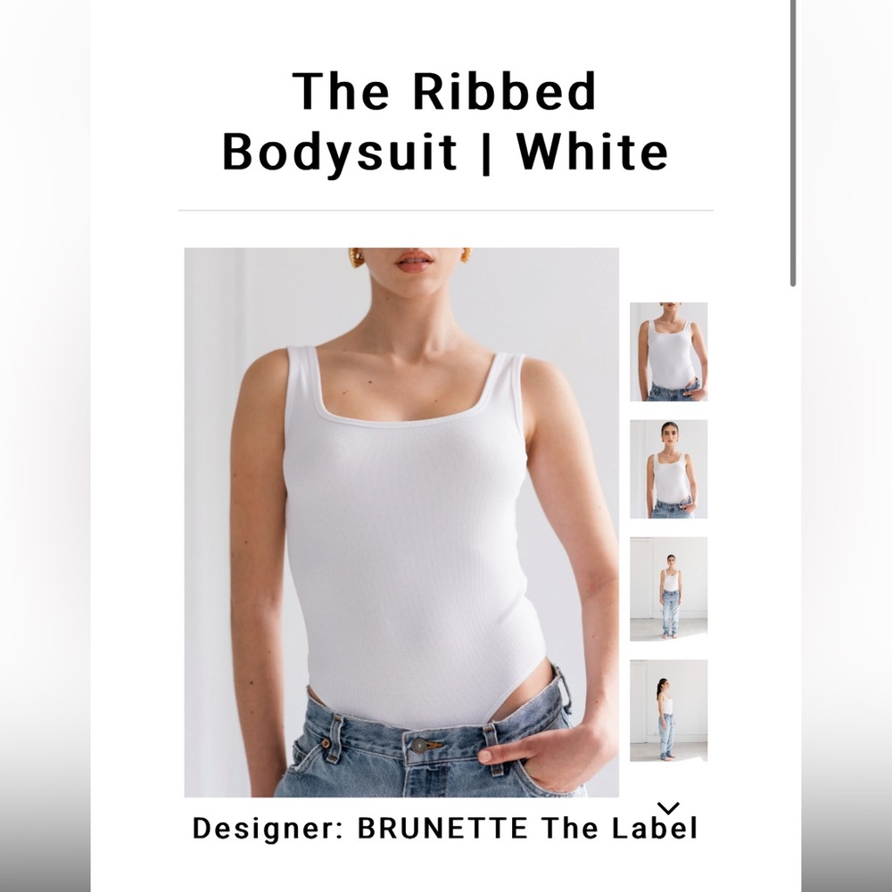Brunette the Label - White Ribbed Bodysuit NWOT